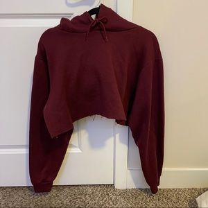 Maroon Cropped Hoodie